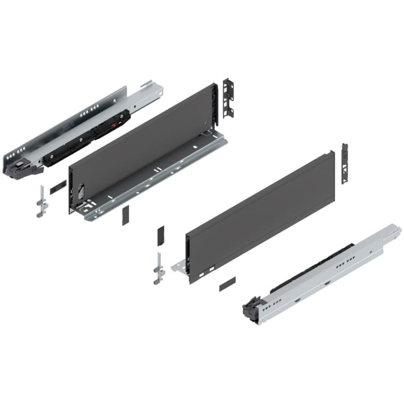 18" Legrabox Drawer System K Height, 5-1/16", 170lb Capacity Full-Extension with BLUMOTION, Orion Gray