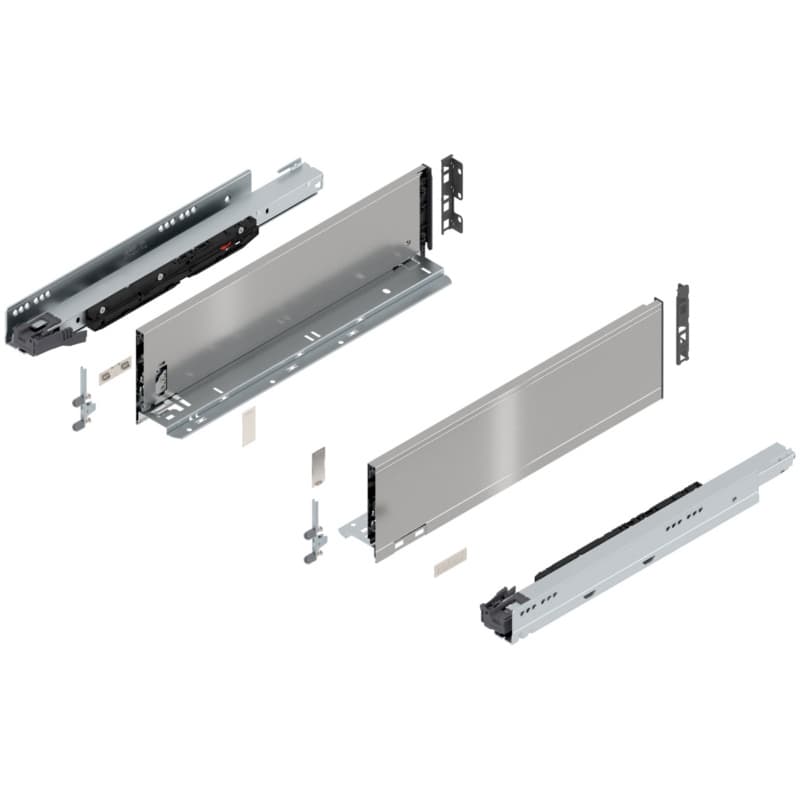 18" Legrabox Drawer System K Height, 5-1/16", 170lb Capacity Full-Extension with BLUMOTION, Stainless Steel
