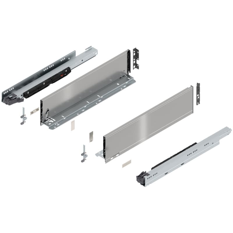 20" Legrabox Drawer System K Height, 5-1/16", 170lb Capacity Full-Extension with BLUMOTION, Stainless Steel