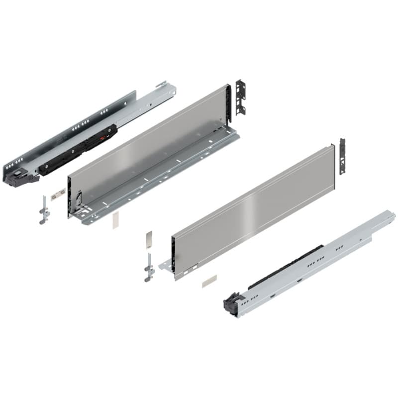 22" Legrabox Drawer System K Height, 5-1/16", 170lb Capacity Full-Extension with BLUMOTION, Stainless Steel