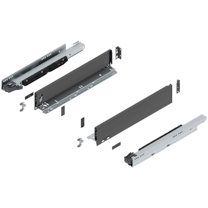 18" Legrabox Drawer System M Height, 3-9/16", 170lb Capacity Full-Extension with BLUMOTION, Orion Gray