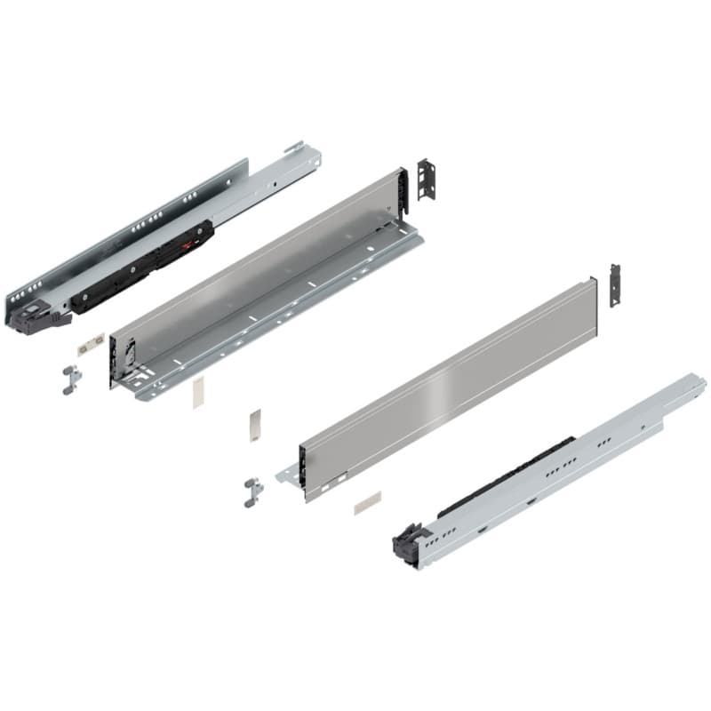 22" Legrabox Drawer System M Height, 3-9/16", 170lb Capacity Full-Extension with BLUMOTION, Stainless Steel