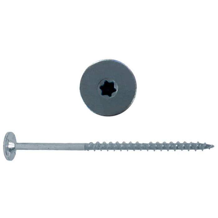 #8 x 4" Powerhead Head Assembly Screw, Torx Drive Coarse Thread with Nibs and Sharp Point, Zinc, Box of Hundred by FastCap