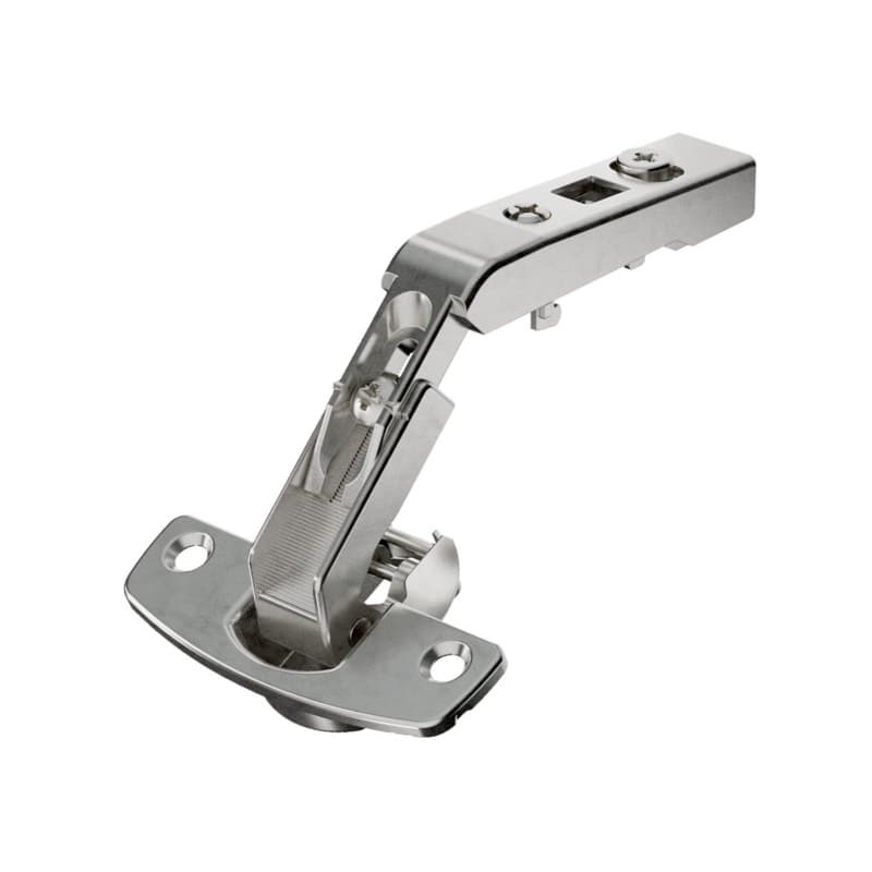 Intermat 9930 50°/65° Opening Hinge for Corner Cabinet Folding Door, 45mm Bore Pattern, Overlay, Nickel-Plated, Screw-On