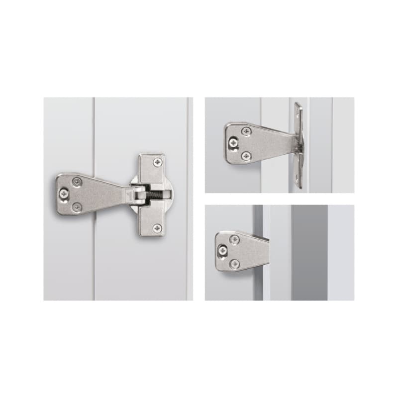 90° Opening Fascia Hinge With Spring, 45mm Bore Pattern, Nickel-Plated