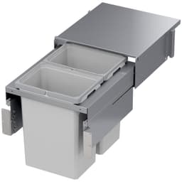 Double 31 QT Top Mount Waste Container Pullout with 1-1/2" Face Frame for 18" Cabinet Opening, Platinum