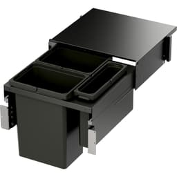 Triple Bin 31 QT Double and 10 QT Single Top-Mount Waste Container Pullout with Soft-Closing for 1-1/2" Face Frame, Gray, 19-3/64" Height