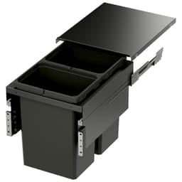 Double 31 QT Top-Mount Waste Container Pullout with Soft-Closing for Frameless, Gray, 16-35/64" Width
