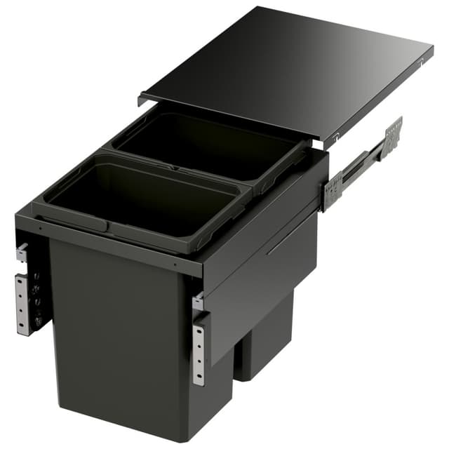 Vauth-Sagel ENVI Space XX Double Carbon Steel Gray Bin Top Mount Waste Container, for Frameless, 31 quart, for Framelesss
