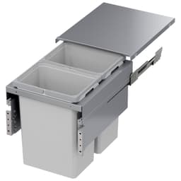 Double 31 QT Top Mount Waste Container Pullout with Frameless for 16.5" Cabinet Opening, Platinum