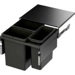 Triple Bin 31 QT Double and 10 QT Single Top-Mount Waste Container Pullout with Soft-Closing for Frameless, Gray, 18-29/32" Height