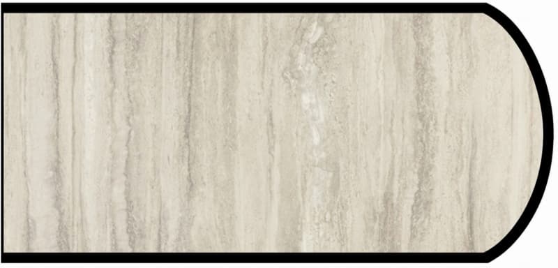 IdealEdge Edgebanding, Color 3458-34 Travertine Silver, 0.027" Thick 144", Scovato Finish, Double Radius
