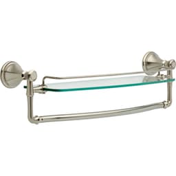 Cassidy 18" Glass Shelf With Removable Bar, Stainless Steel