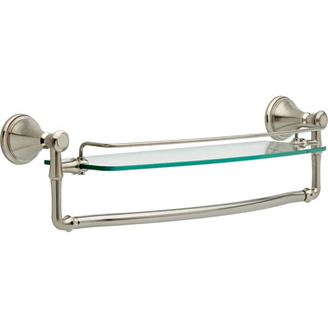 Cassidy 18" Glass Shelf With Removable Bar, Stainless Steel