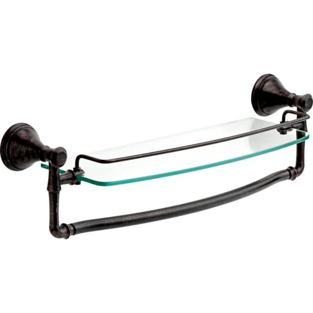 Cassidy 18" Glass Shelf With Removable Bar, Venetian Bronze