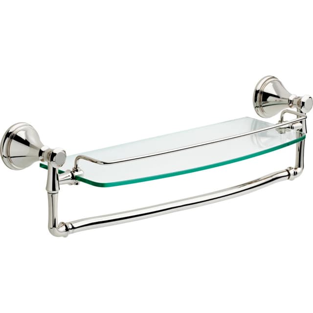 Cassidy 18" Glass Shelf With Removable Bar, Polished Nickel