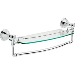 Cassidy 18" Glass Shelf With Removable Bar, Chrome