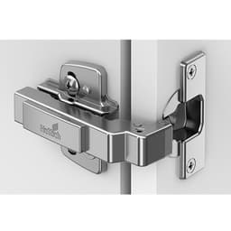 Intermat 9936 W90 95° Opening Hinge, 45mm Bore Pattern, Self-Closing, Overlay, Nickel-Plated, Dowelled