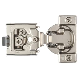 Optimat Clip-On 105° Opening Face Frame Hinge, Self Closing, 45mm Boring Pattern, 3/4" Overlay, Dowelled