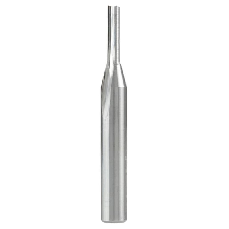 1/8" x 2" Single 'O' Flute Straight Grind Aluminum Cutting Router Bit, 1-Flute, 1/4" Shank