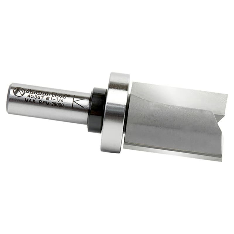 1-1/4" x 3-3/8" Flush Trim Plunge Template Router Bit with Upper Ball Bearing, 2-Flute, 1/2" Shank