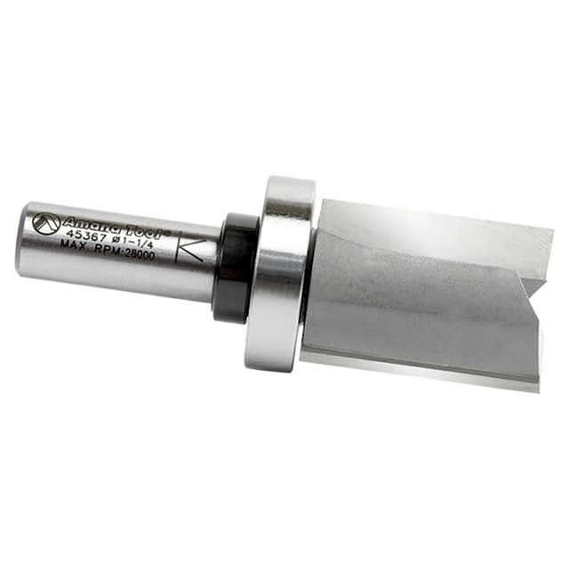 1-1/4" x 3-3/8" Flush Trim Plunge Template Router Bit with Upper Ball Bearing, 2-Flute, 1/2" Shank