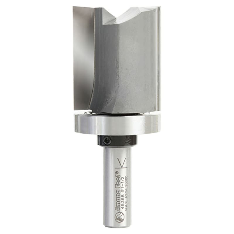1-1/2" x 3-3/4" Flush Trim Plunge Template Router Bit with Upper Ball Bearing, 2-Flute, 1/2" Shank