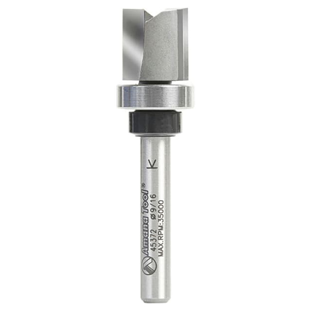 9/16" x 2-5/16" Flush Trim Plunge Template Router Bit with Oversized Upper Ball Bearing, 2-Flute, 1/4" Shank