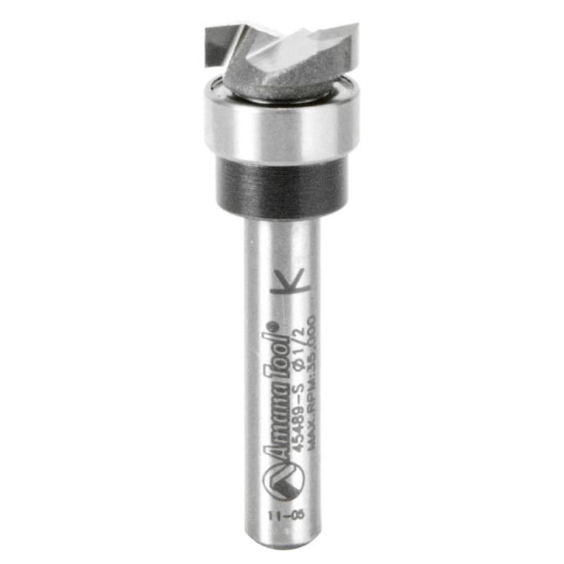 1/2" x 1-3/4" Dado Clean Out Router Bit with Upper Ball Bearing, 2-Flute, 1/4" Shank