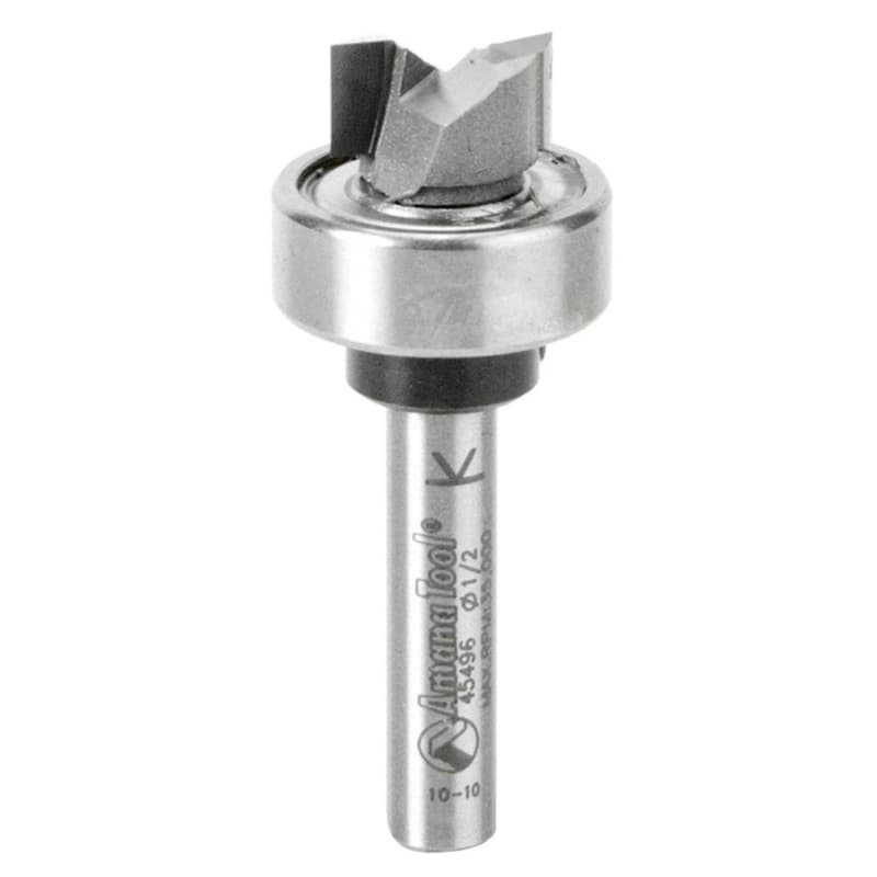 1/2" x 1-7/8" Flush Trim Plunge Template Router Bit with Oversized Upper Ball Bearing, 2-Flute, 1/4" Shank