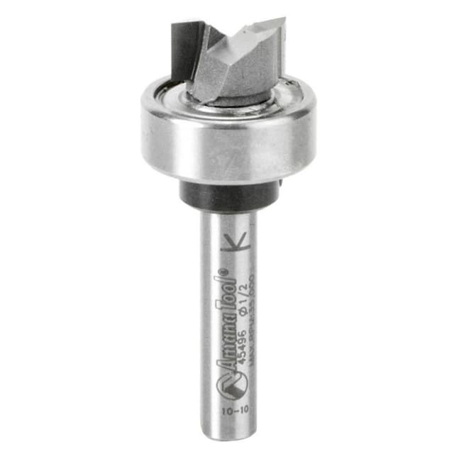 1/2" x 1-7/8" Flush Trim Plunge Template Router Bit with Oversized Upper Ball Bearing, 2-Flute, 1/4" Shank