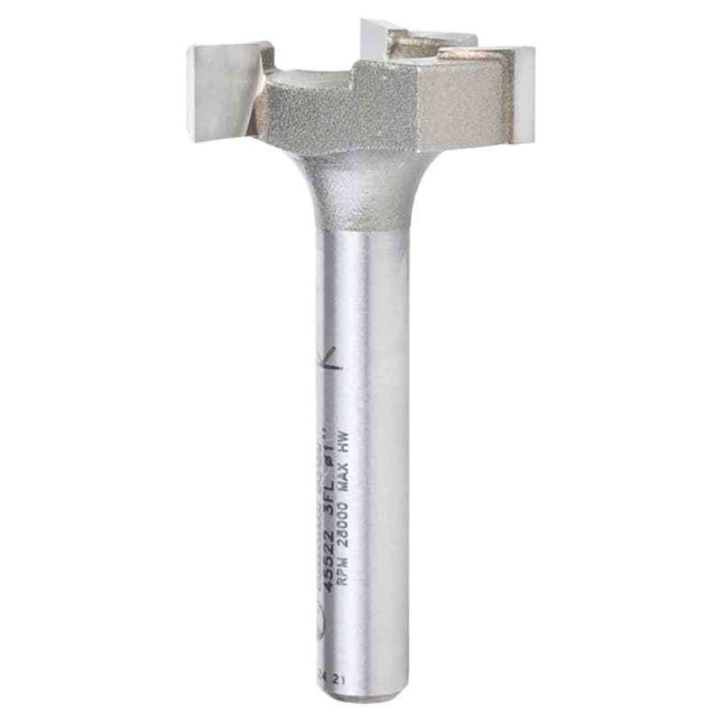 1" x 1/4" Carbide Tipped Spoilboard Surfacing, Rabbeting, Flycutter, Slab Leveler, Surface Planer/Flattening Router Bit, 3-Flute, 1/4" Shank