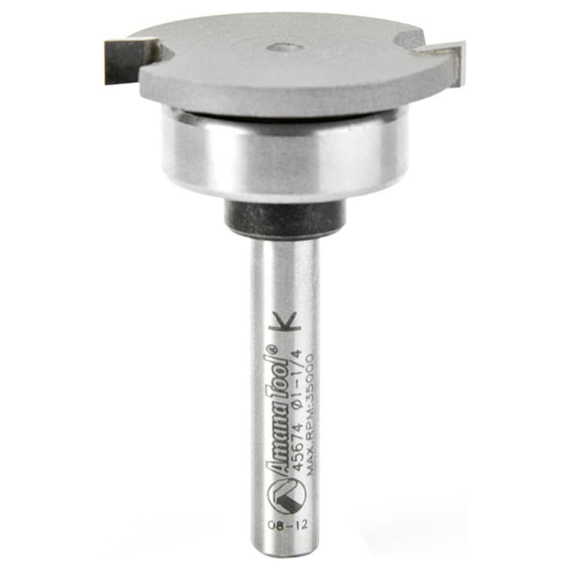 1-1/4" x 1-7/8" Straight Dedicated Cutter Flooring Bit with Upper Ball Bearing, 2-Flute, 1/4" Shank