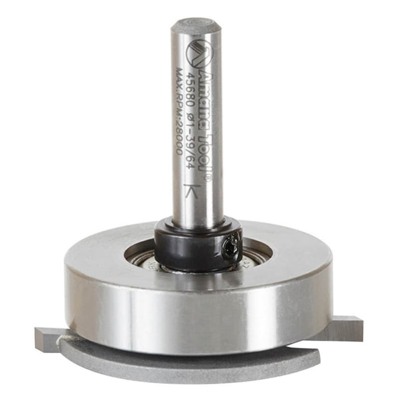 1-39/64" x 1-41/64" Dedicated Cutter Straight Flooring Router Bit with Upper Ball Bearing, 2-Flute, 1/4" Shank