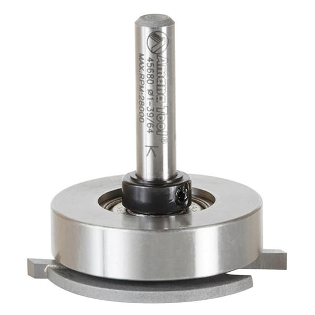 1-39/64" x 1-41/64" Dedicated Cutter Straight Flooring Router Bit with Upper Ball Bearing, 2-Flute, 1/4" Shank