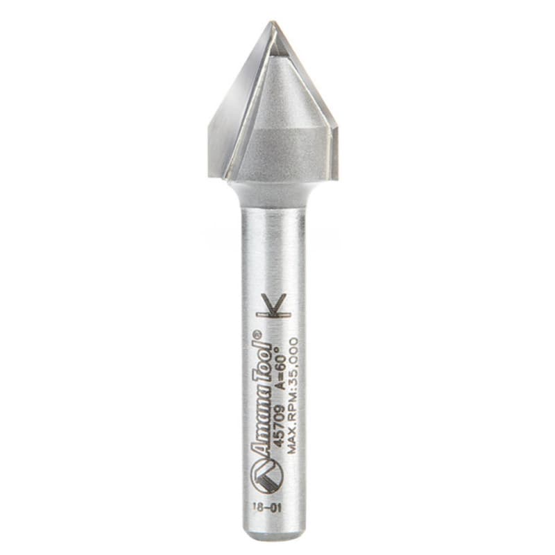 1/2" x 2" V-Groove Router Bit, 2-Flute, 1/4" Shank