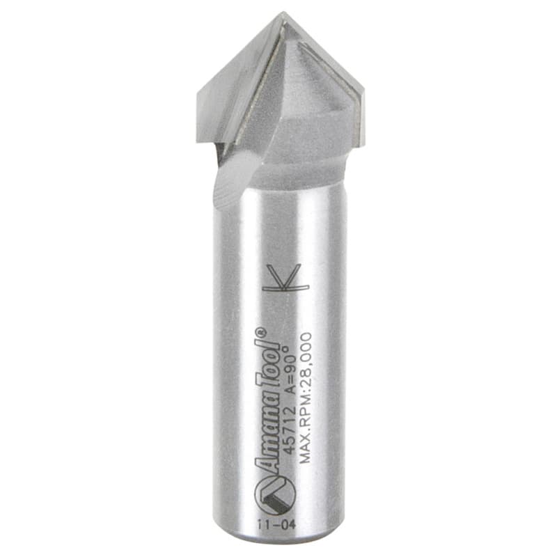 5/8" x 2" V-Groove Router Bit, 2-Flute, 1/2" Shank
