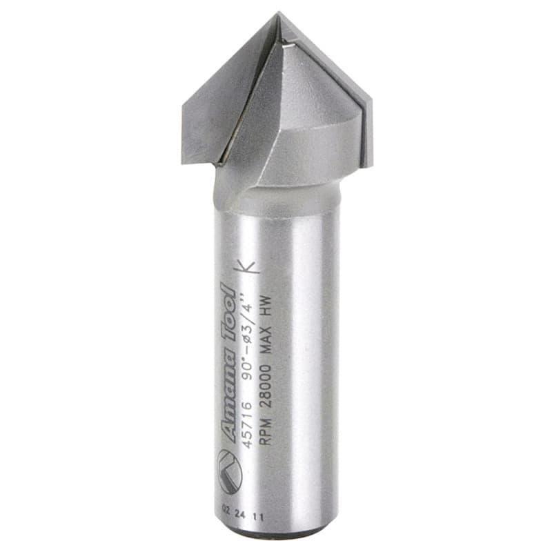 3/4" x 2-1/8" V-Groove Router Bit, 2-Flute, 1/2" Shank