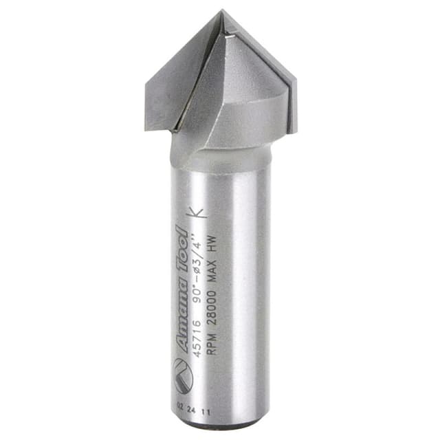 3/4" x 2-1/8" V-Groove Router Bit, 2-Flute, 1/2" Shank