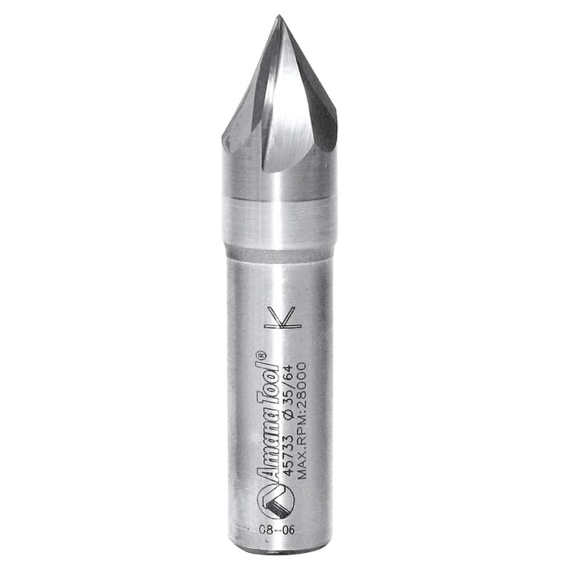 9/16" x 2-1/4" V-Groove Signmaking/Lettering Router Bit, 3-Flute, 1/2" Shank