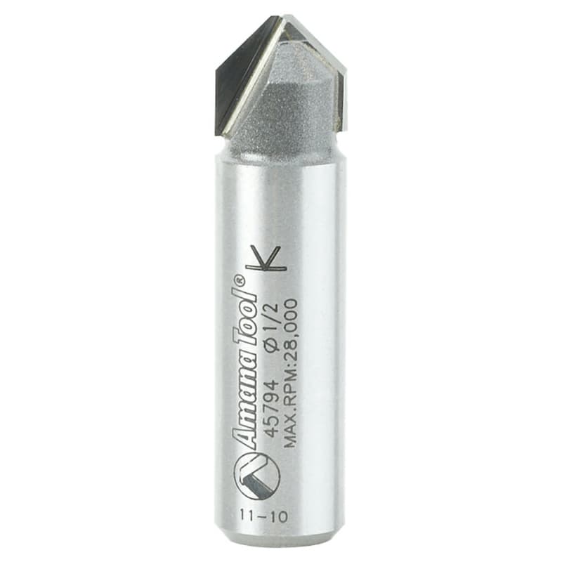 1/2" x 2" Double Edge Folding V-Groove Router Bit, 2-Flute, 1/2" Shank