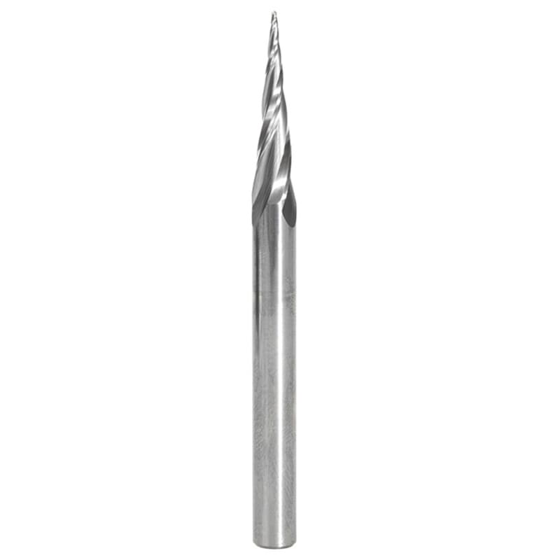1/32" x 3" CNC 2D/3D Carving Tapered Ball Tip Up-Cut Spiral Router Bit, 3-Flute, 1/4" Shank