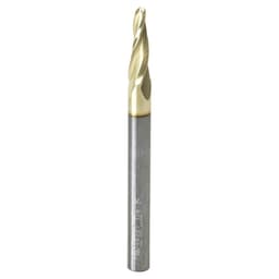 1/8" x 3" CNC 2D/3D Carving 5° Tapered Ball Tip Up-Cut ZrN Coated Spiral Router Bit, 3-Flute, 1/4" Shank