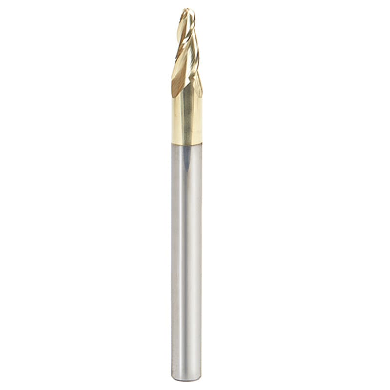 1/8" x 3" CNC 2D/3D Carving 7° Tapered Ball Tip Up-Cut ZrN Coated Spiral Router Bit, 3-Flute, 1/4" Shank