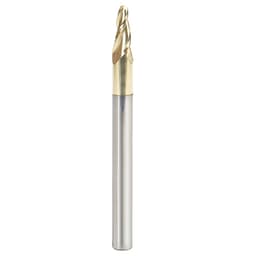 1/8" x 3" CNC 2D/3D Carving 7° Tapered Ball Tip Up-Cut ZrN Coated Spiral Router Bit, 3-Flute, 1/4" Shank