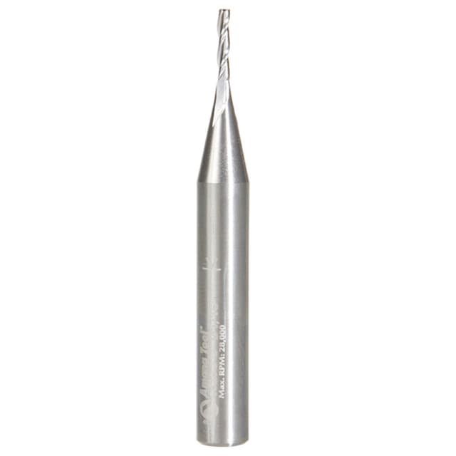1/16" x 2" CNC 2D/3D Carving Flat Bottom Router Bit, 3-Flute, 1/4" Shank