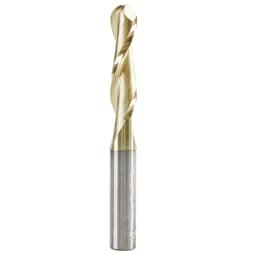 1/4" x 2-1/4" CNC 2D/3D Carving Straight Ball Tip Up-Cut ZrN Coated Router Bit, 2-Flute, 1/4" Shank