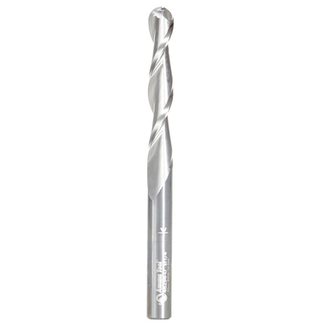 1/8" x 2-1/2" CNC 2D/3D Carving Straight Ball Tip Router Bit, 4-Flute, 1/4" Shank