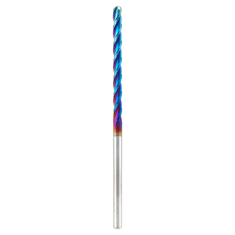 1/8" x 3" 2D/3D Carving Tapered Ball Tip Up-Cut Spektra Spiral Router Bit, 3-Flute, 1/8" Shank