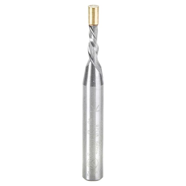 1/8" x 2" Down-Cut Ultra Trim Spiral Bit with Brass Pilot Guide, 1/4" Shank